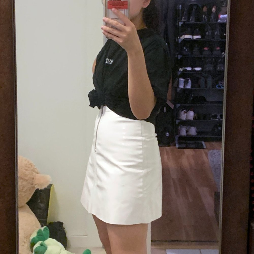American Apparel white PVC zip front skirt, S - Picture 6 of 7